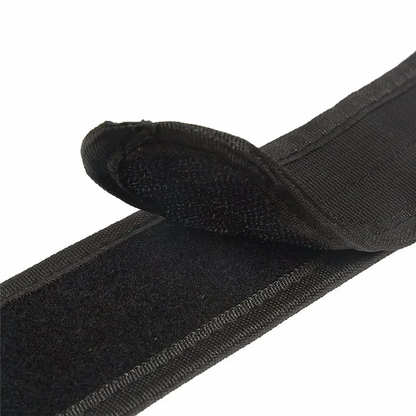 A durable tactical belt made from high-density nylon, with two convenient pouches for storing essential gear.