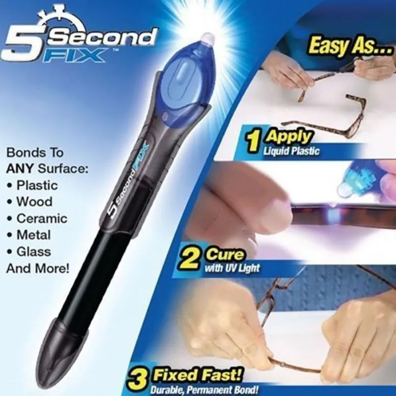 5-Second Fix UV Light Repair Tool - Powerful adhesive for quick fixes on glasses, toys, and more