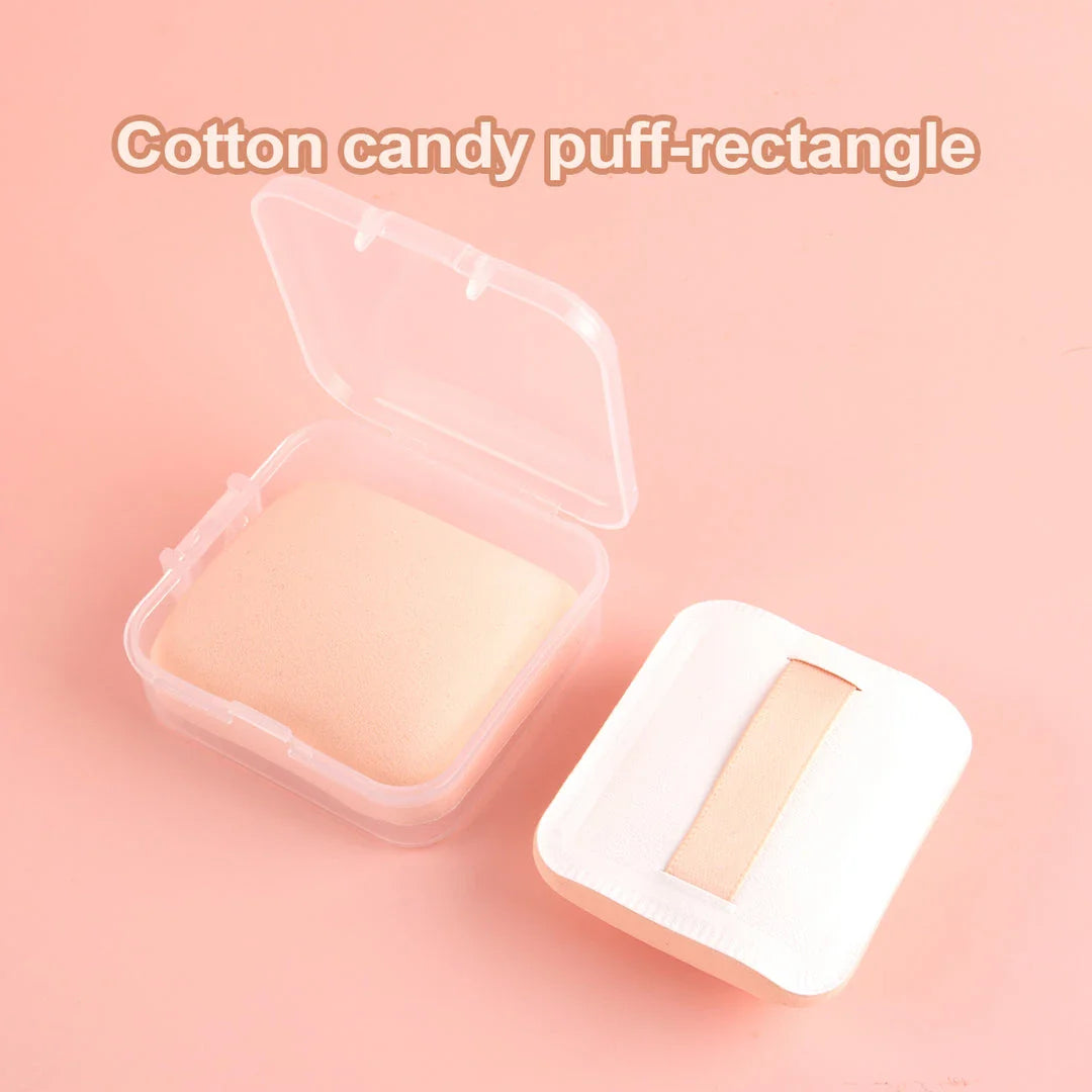 Three unique shaped makeup sponges in round, rectangle, and triangle for precise application