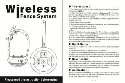 2-in-1 Wireless Dog Fence with Adjustable Range and Rechargeable Batteries