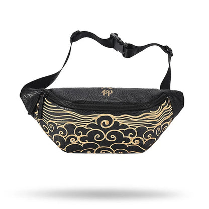 Stylish Kiwi chest bag with Chinese-inspired embroidered patterns, made of durable PVC material for long-lasting use.