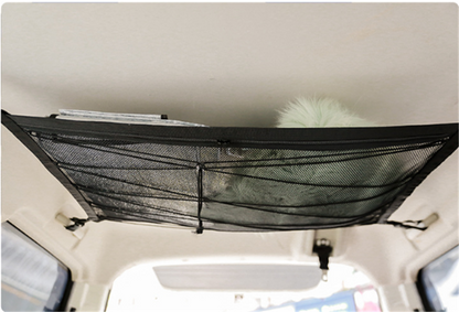 Durable car ceiling cargo storage net with zippered closure, perfect for Kiwi drivers to organize their vehicle's interior