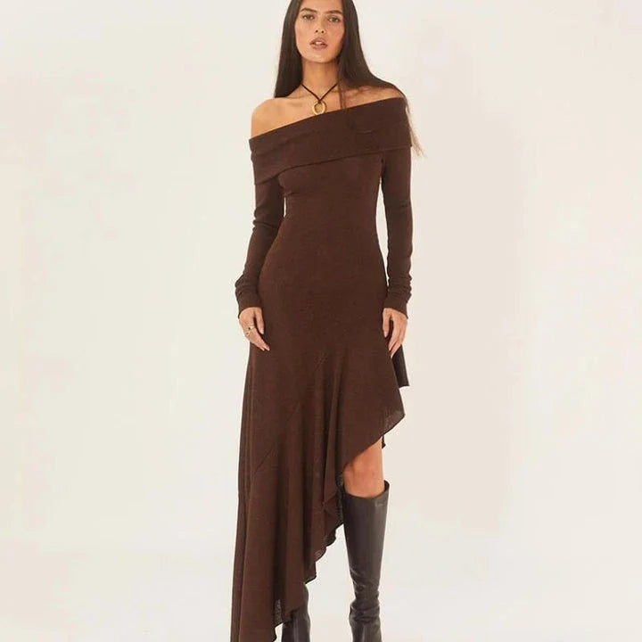 Shopprimex NZ Chic Off-Shoulder Ruffle Long Dress