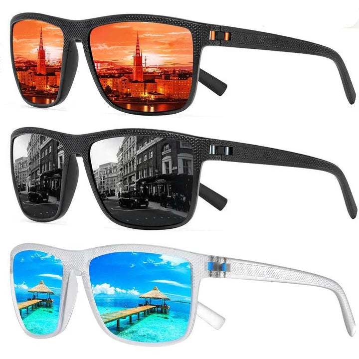 3PCS Square Polarized Sunglasses with Sleek Design and Protective Features