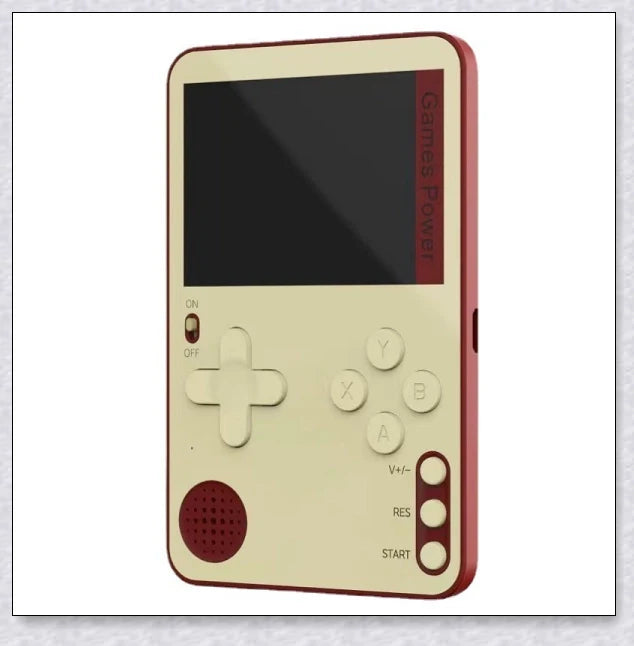 Tinytendo handheld game console with 400 classic retro games, vibrant 3-inch screen, and sleek ultra-thin design for portable gaming fun.