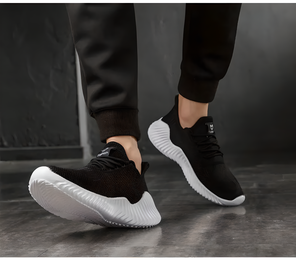 Breathable mesh sneakers in black, grey, and white colors for men's summer comfort and style