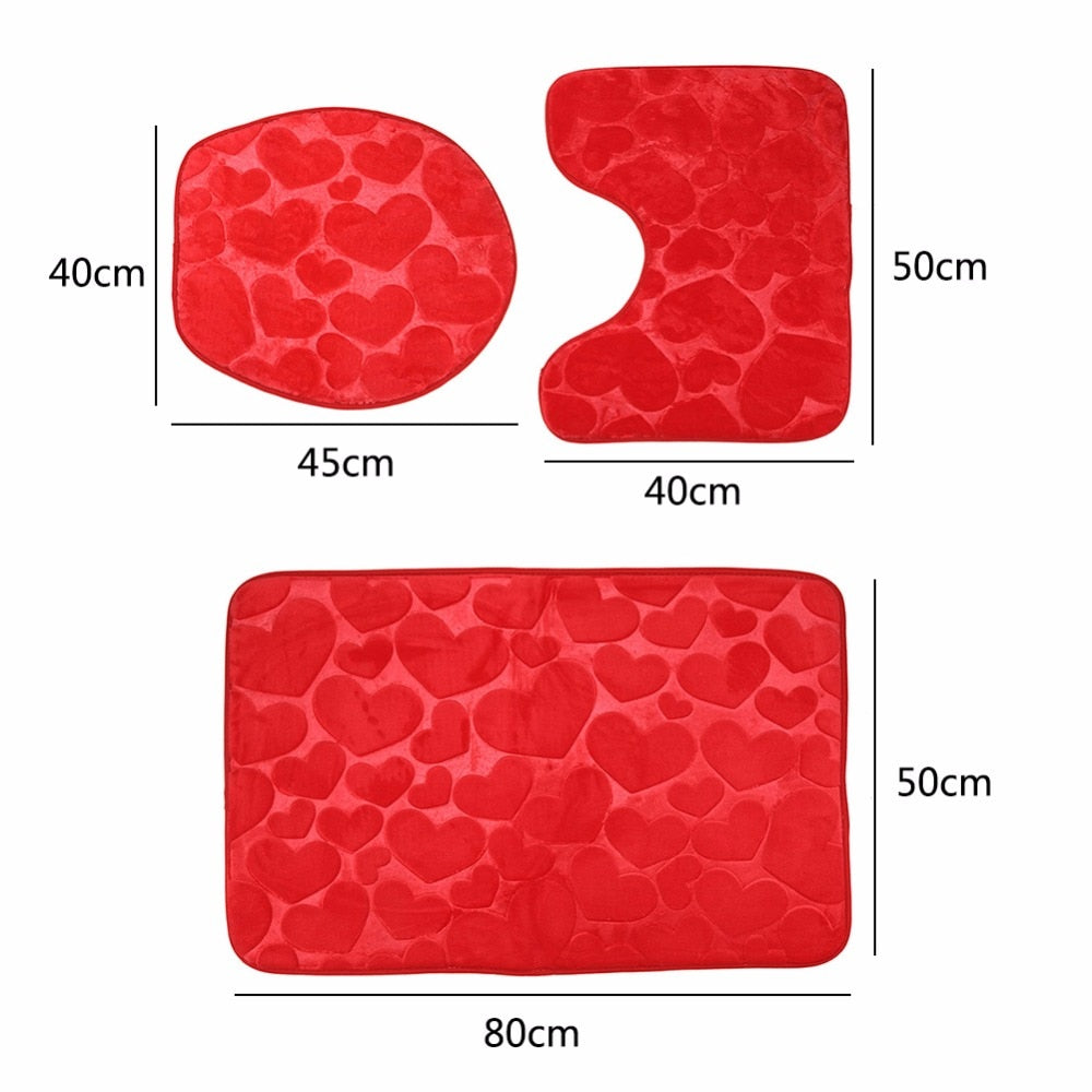 3-Piece Anti-Slip Decorative Bathroom Mat Set in Various Stylish Designs for a Cosy Kiwi Bathroom