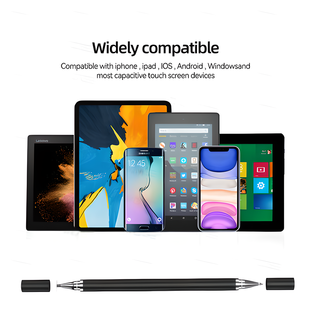 2-in-1 Universal Stylus Pen for Tablets and Mobile Phones with Soft Silicone Nib and Ergonomic Design