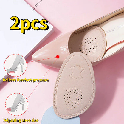 Pair of 2Pcs Sheepskin Forefoot Pads for high heels, providing invisible cushioning and comfort for Kiwi women