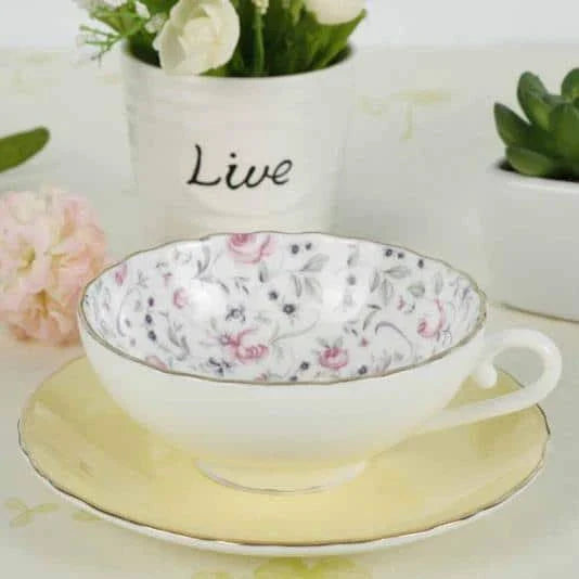 Classic Vintage Ceramic Tea Set with Elegant Floral Design, Durable Construction, and Generous Cup Size