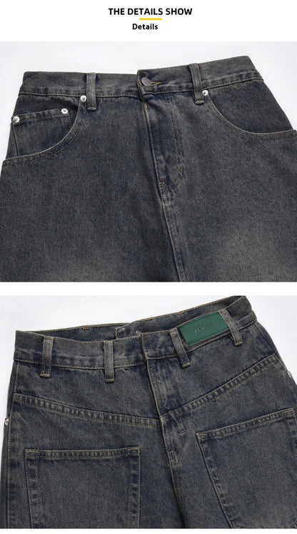 Kiwi-made washed and distressed straight-leg casual jeans in a range of sizes