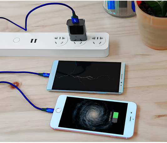 3-in-1 Super Fast Charge Cable with USB, Type-C, and Lightning connectors for charging multiple devices simultaneously