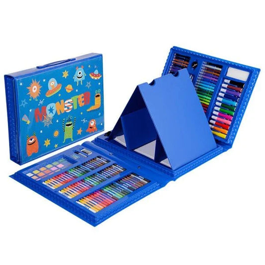 A comprehensive 176-piece art supply set with watercolor pens, crayons, color leads, and other essential tools for primary school students to explore their creativity.