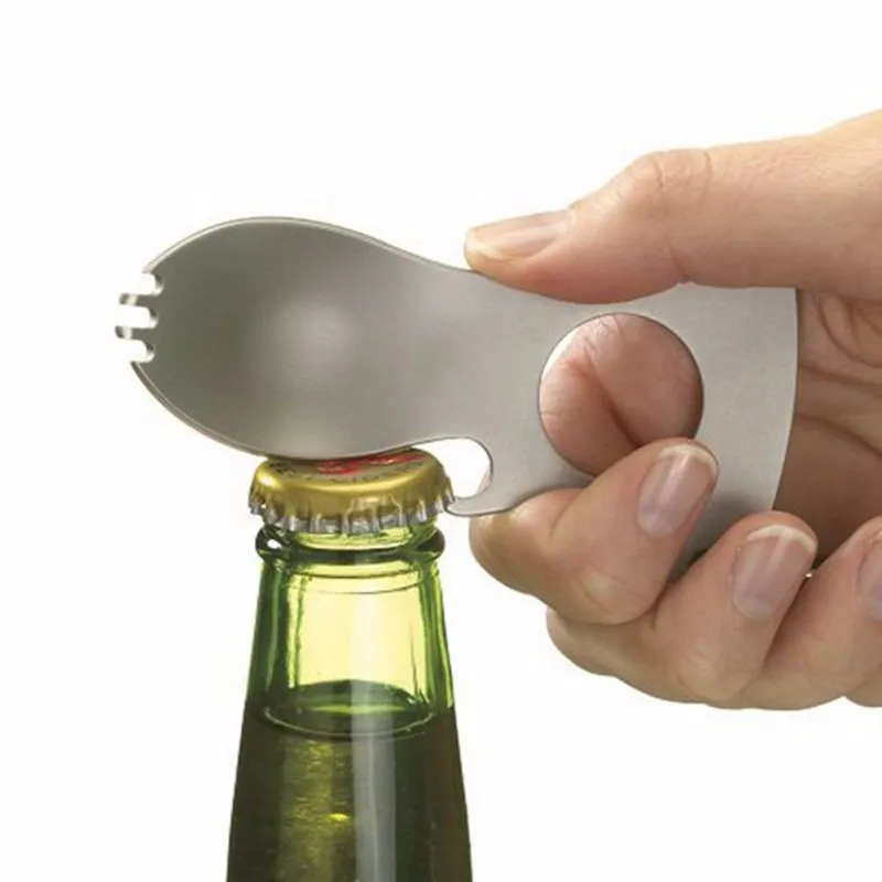 Versatile Outdoor Multi-Tool Spork with spoon, fork, screwdriver, bottle opener, and metric wrenches - the perfect accessory for Kiwi adventurers