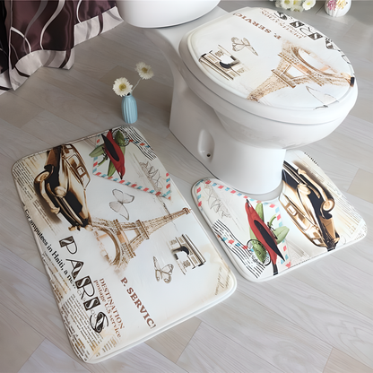 3-Piece Anti-Slip Decorative Bathroom Mat Set in Various Stylish Designs for a Cosy Kiwi Bathroom