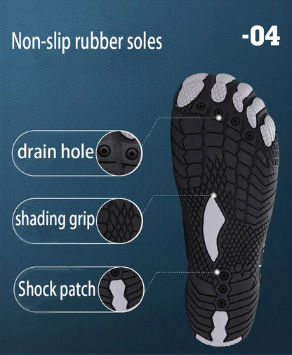 Versatile water and hiking shoes with non-slip rubber soles, breathable materials, and innovative drainage system for outdoor adventures in Aotearoa