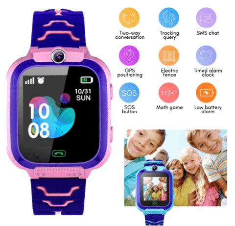 Waterproof GPS Smartwatch with Camera for Kiwi Kids - Real-Time Tracking, SOS Alerts, and Smart Device Features