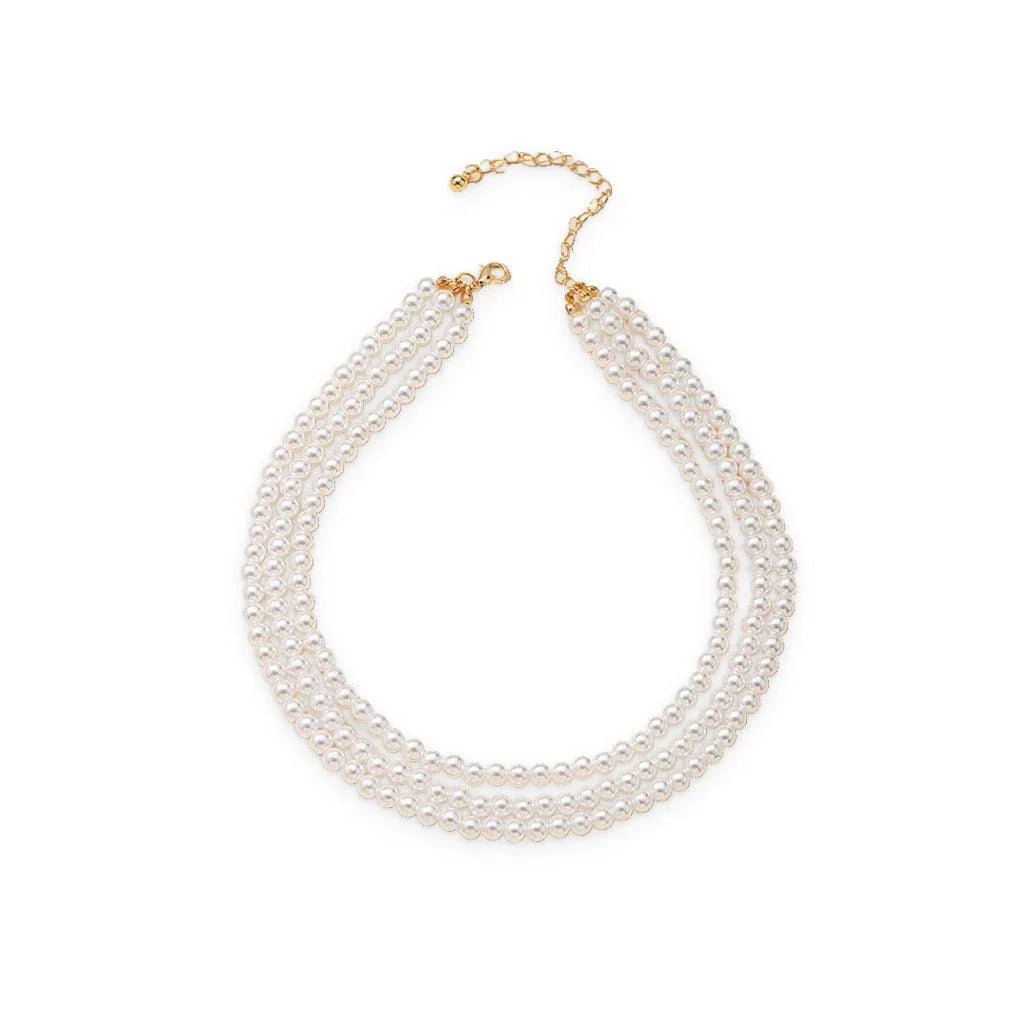 Multilayered pearl necklace with a cascading design, inspired by the fashion trends of the Roaring 20s