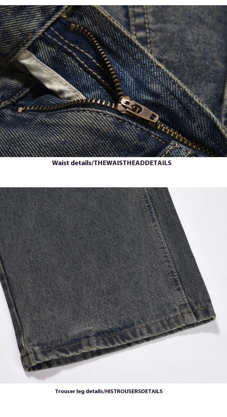 Kiwi-made washed and distressed straight-leg casual jeans in a range of sizes