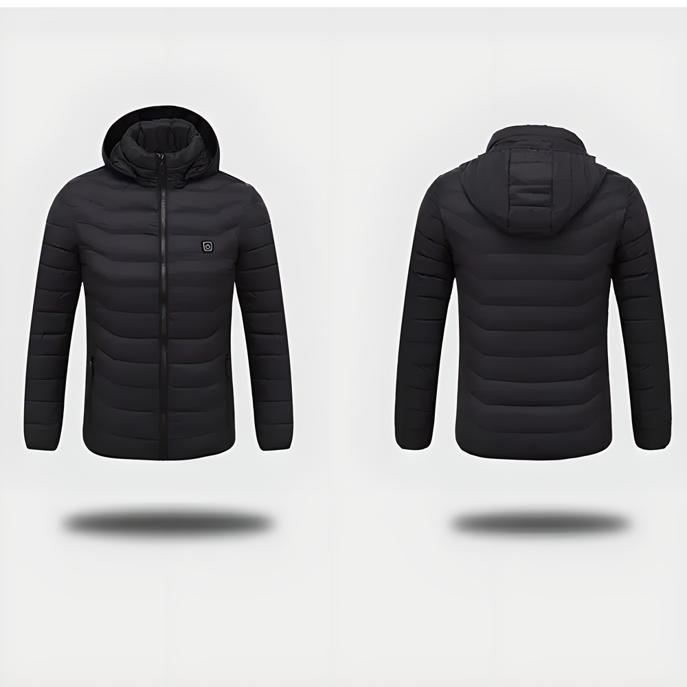 WarmWinter™ USB Heated Jacket in Black, Blue, and Red colours with adjustable heating zones and temperature settings