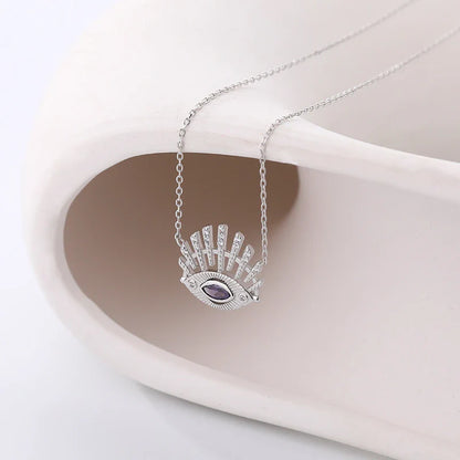 Elegant 925 silver necklace with a geometric zircon stone design, perfect for fashion-forward women