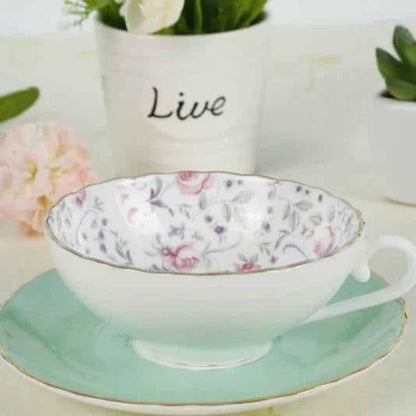 Classic Vintage Ceramic Tea Set with Elegant Floral Design, Durable Construction, and Generous Cup Size