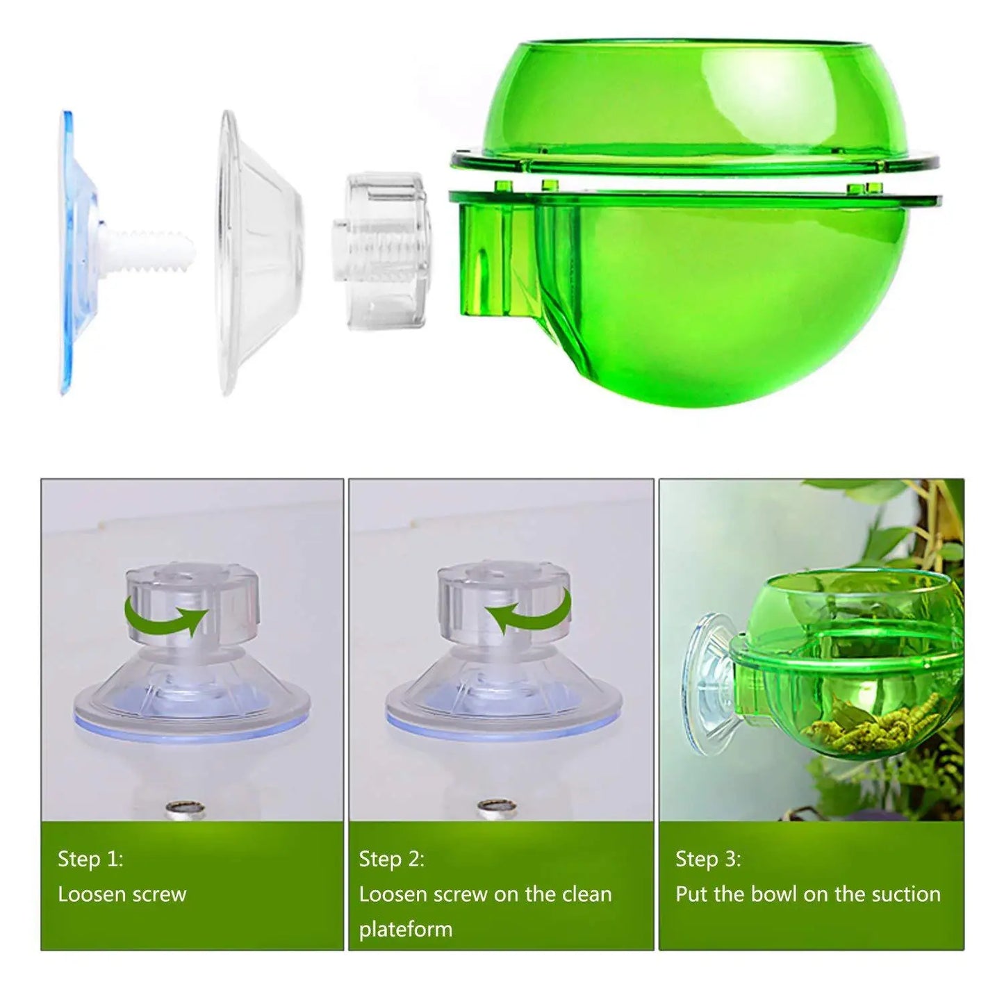 Crawler Supplies Feeder for Chameleon Lizards with Suction Cup Attachment and Adjustable Design