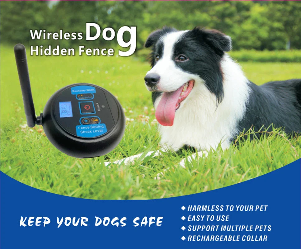 2-in-1 Wireless Dog Fence with Adjustable Range and Rechargeable Batteries