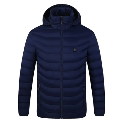 WarmWinter™ USB Heated Jacket in Black, Blue, and Red colours with adjustable heating zones and temperature settings