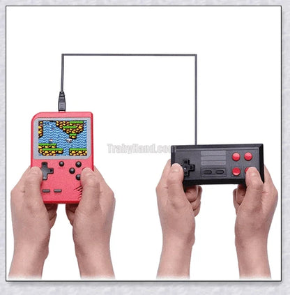 Tinytendo handheld game console with 400 classic retro games, vibrant 3-inch screen, and sleek ultra-thin design for portable gaming fun.