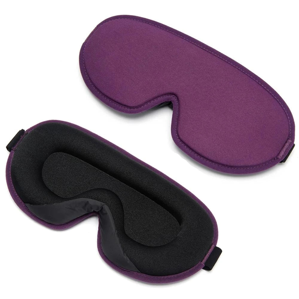 3D Memory Foam Silk Sleep Mask in Purple - Ultra Soft, Breathable, and Adjustable Eye Mask for Uninterrupted Sleep