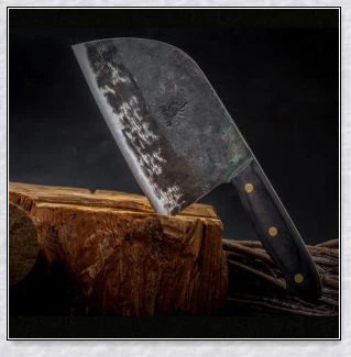 Serbian high-carbon steel chef knife with a razor-sharp edge, perfect for a wide range of cutting tasks in the Kiwi kitchen.