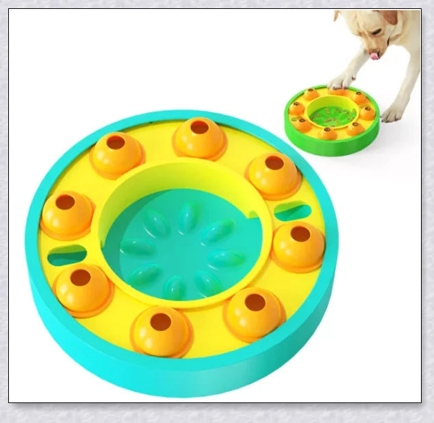 Wisdom Dog Toys Slow Leakage Feeding Training - An interactive dog toy with a rotating food turntable and slow food bowl to stimulate your pup's mind and encourage healthy eating.