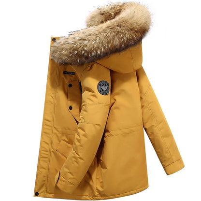 A warm and cozy hooded jacket with a luxurious plush fur collar, perfect for cold New Zealand winters.