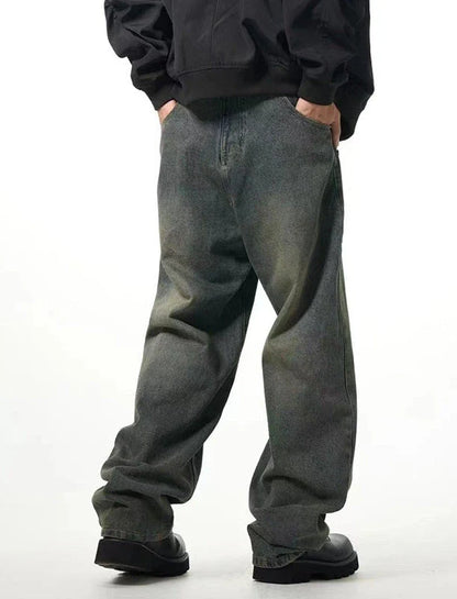 Kiwi-made washed and distressed straight-leg casual jeans in a range of sizes