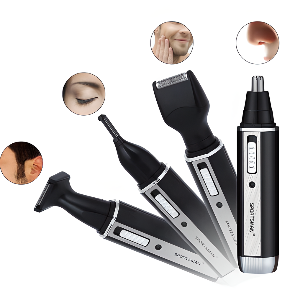 4-in-1 Rechargeable Electric Shaver and Trimmer Set with Stainless Steel Blades and 360° Rotating Head