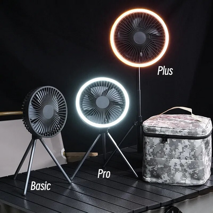 Versatile Rechargeable Desk Fan with Power Bank and LED Lighting - Keeps you cool, charges your devices, and provides cosy lighting