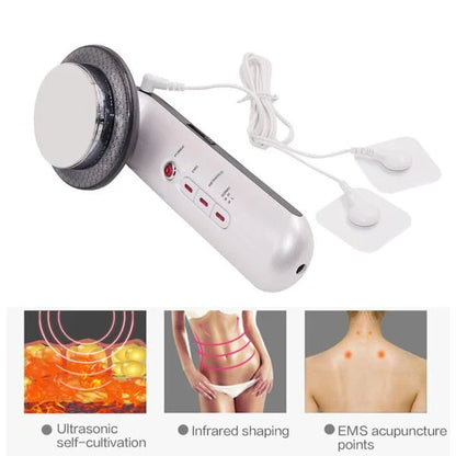 3-in-1 ultrasonic cavitation slimming and anti-cellulite device with EMS, infrared, and massage technologies for body contouring and skin rejuvenation