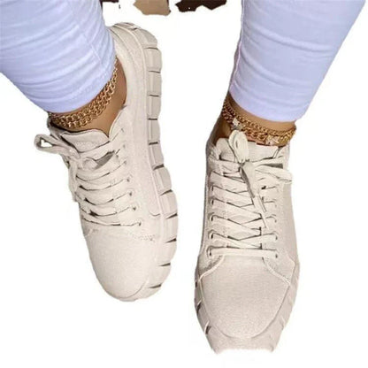 Casual sports lace-up canvas shoes with platform in various colours for Kiwi women