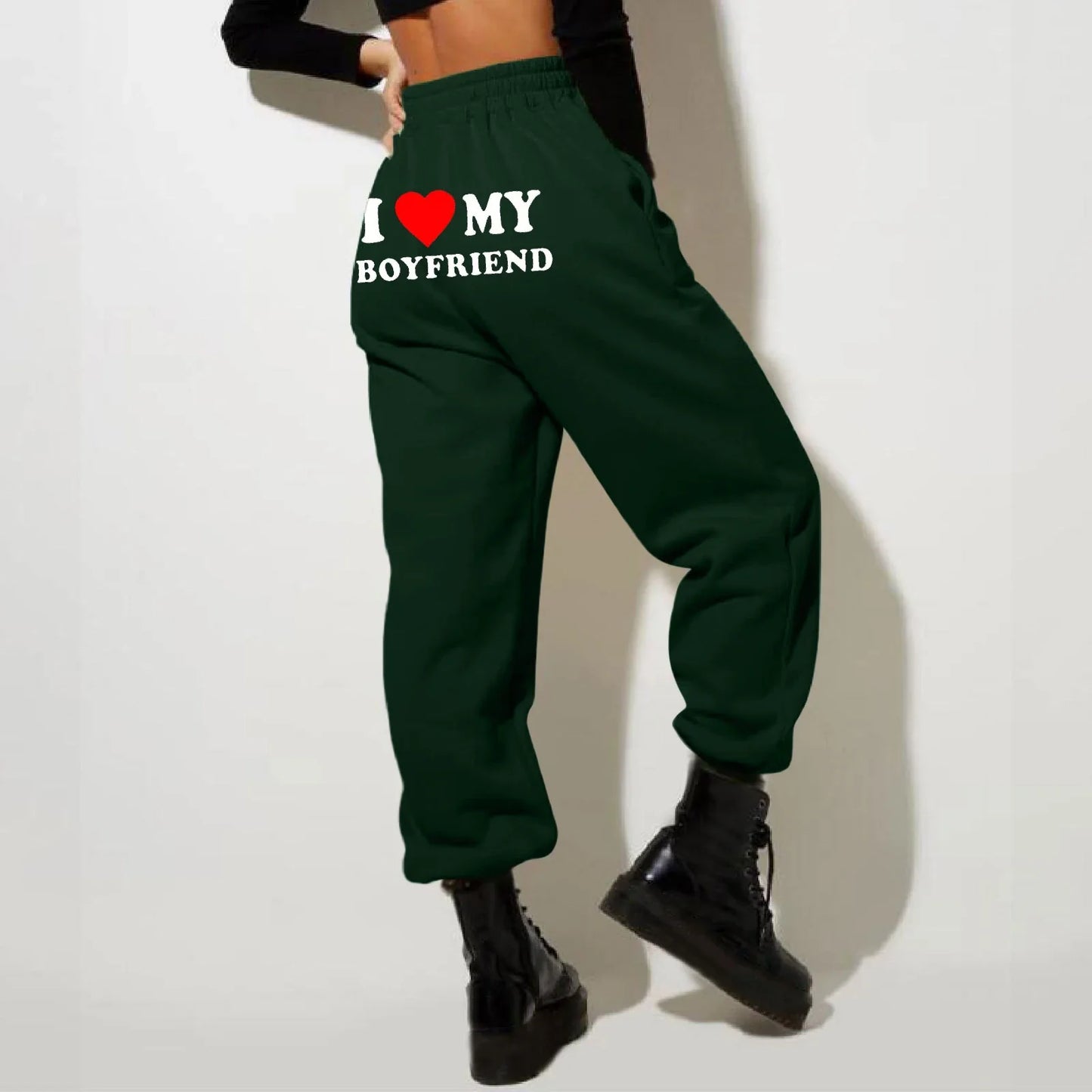 Trendha 'I Love My Boyfriend' Printed Trousers - Comfortable, Stylish Sweatpants for Kiwi Couples