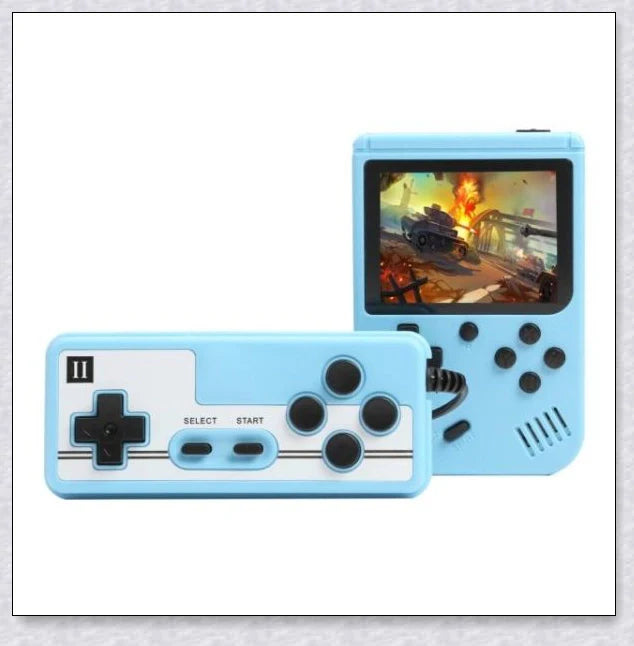 Tinytendo handheld game console with 400 classic retro games, vibrant 3-inch screen, and sleek ultra-thin design for portable gaming fun.