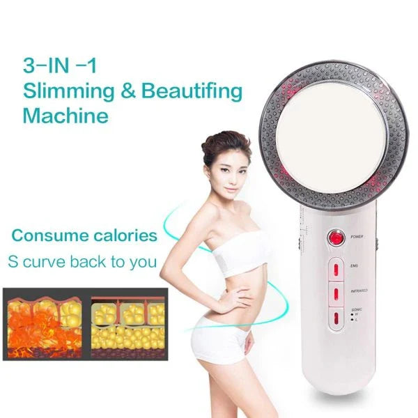 3-in-1 ultrasonic cavitation slimming and anti-cellulite device with EMS, infrared, and massage technologies for body contouring and skin rejuvenation