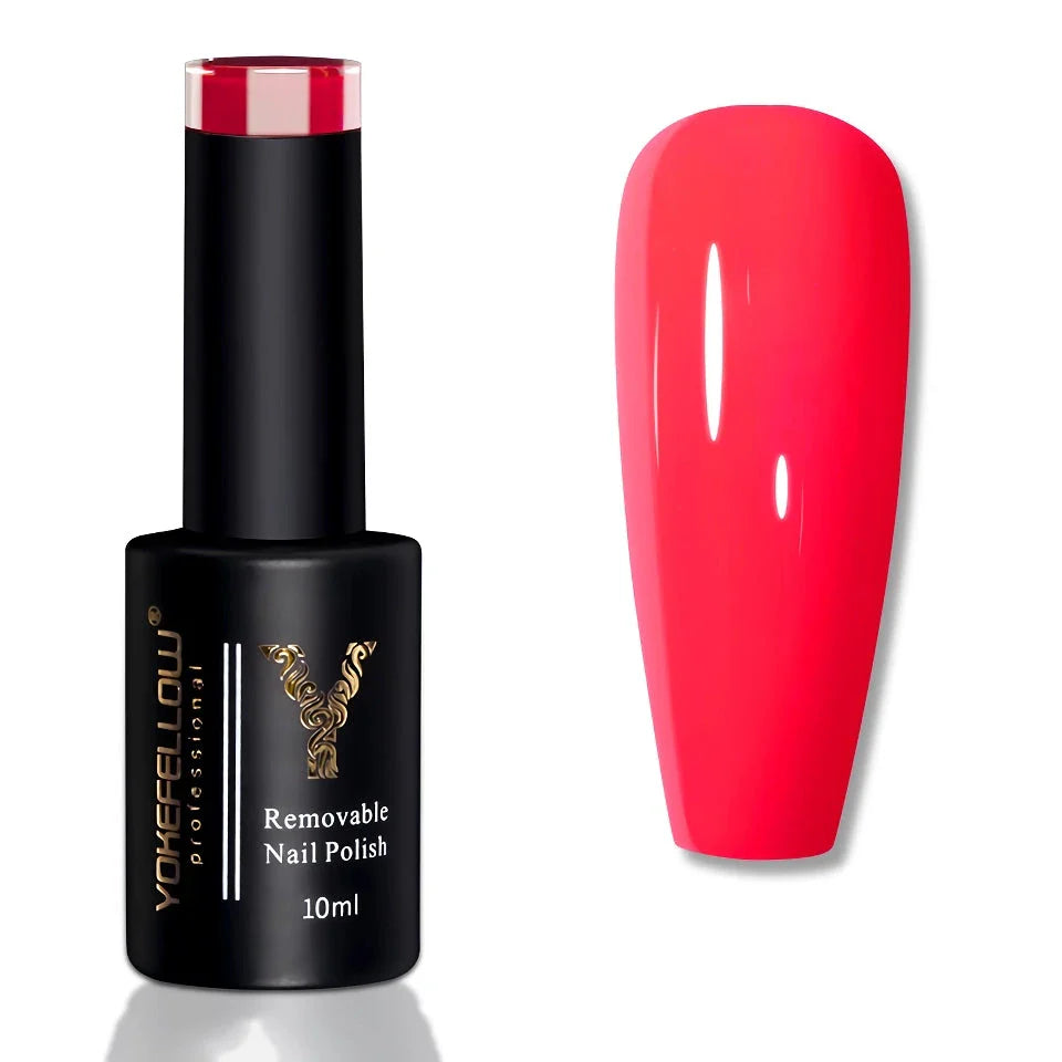 A bottle of Vivid Red Gel Nail Polish, perfect for creating a stylish and long-lasting Kiwi manicure at home.