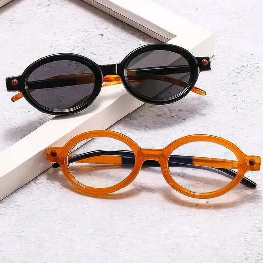 Vintage-inspired oval sunglasses with a premium plastic frame and high-quality plastic lenses, providing UV protection and a comfortable, durable design.