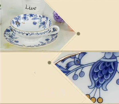 Classic Vintage Ceramic Tea Set with Elegant Floral Design, Durable Construction, and Generous Cup Size