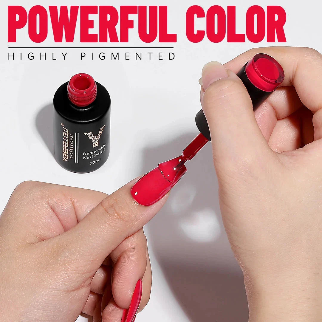 A bottle of Vivid Red Gel Nail Polish, perfect for creating a stylish and long-lasting Kiwi manicure at home.