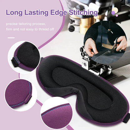 3D Memory Foam Silk Sleep Mask in Purple - Ultra Soft, Breathable, and Adjustable Eye Mask for Uninterrupted Sleep