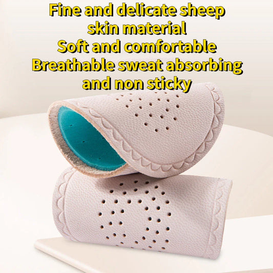 Pair of 2Pcs Sheepskin Forefoot Pads for high heels, providing invisible cushioning and comfort for Kiwi women