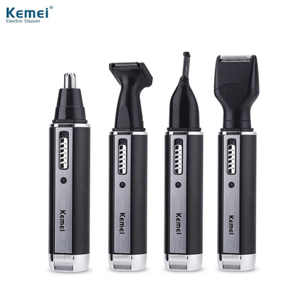 4-in-1 Rechargeable Electric Shaver and Trimmer Set with Stainless Steel Blades and 360° Rotating Head