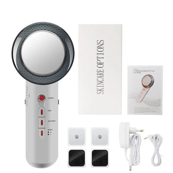 3-in-1 ultrasonic cavitation slimming and anti-cellulite device with EMS, infrared, and massage technologies for body contouring and skin rejuvenation